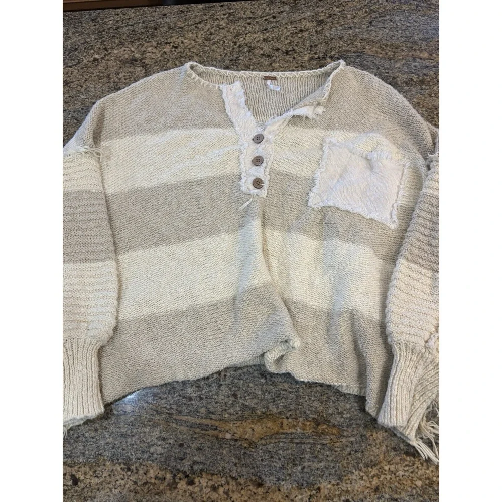 Free People Road Trip Henley Sweater Size S Retail $148 Boho‎ Festival Fringe